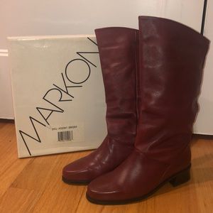 Markon Leather Round Toe Scrunch Boots
